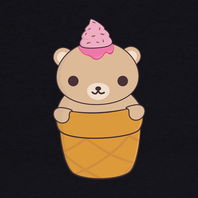 Brown Ice Cream Bear T-Shirt by happinessinatee